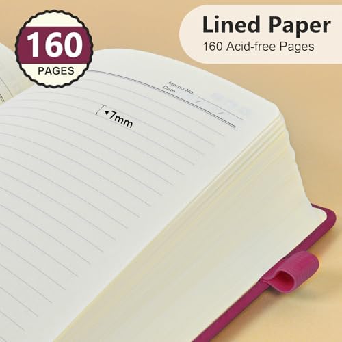 Lined Notebook 5.9"x8.5", Hardcover Leather Journal for Women Men,160 Pages | Medium Size 100 Gsm Writing Journal, Leather Journaling Notebooks for Work School Business Travel Note taking & Daily Diary