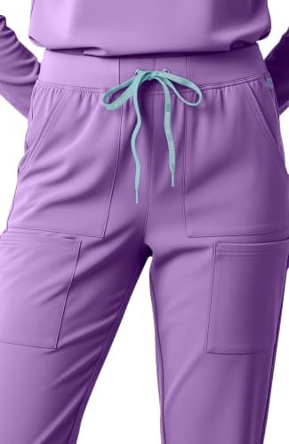 Med Couture Luma Jogger Scrub Pants for Women with Rib Knit Waistband