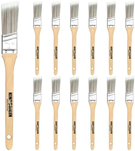 King Origin 1 Inch Angled Paint Brushes 12 PCS Wood Handle