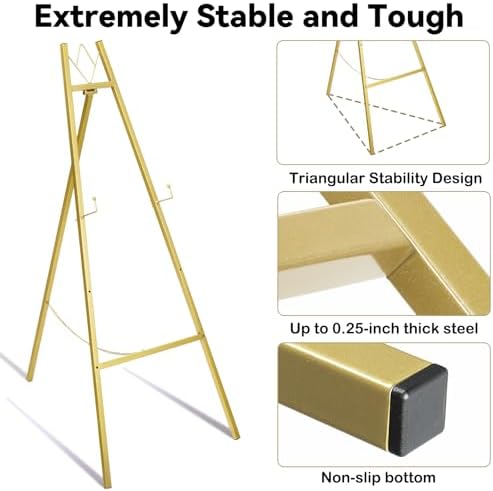 GRENTY 57.5" Gold Easel Stand for Wedding Sign, Art, Welcome Sign, Painting