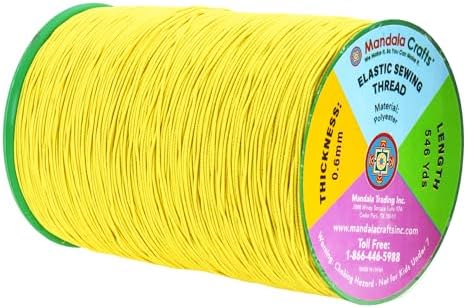 Mandala Crafts 0.6mm Yellow Shirring Elastic Thread for Sewing, 546 Yards