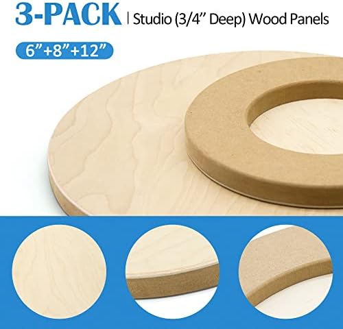 Falling in Art 3 Pack 6, 8, and 12" Unfinished Round Birch Wood Panels