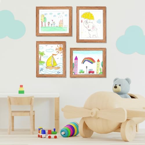 [2 Pack] Kids Art Frames, 10x12.5 Front Opening Kids Artwork Frames Changeable,Dark Woodgrain Artwork Display Storage Frame for Wall, Holds 50 Pcs, for 3D Picture, Crafts, Children Drawing, Hanging