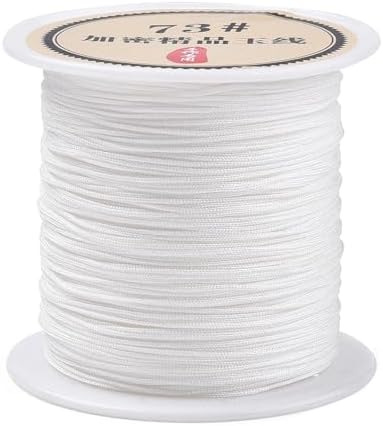 Nylon String for Bracelets, 0.6mm Nylon Beading Thread 43 Yards Friendship Bracelet String Chinese Knotting Cord for Kumihimo Necklaces Tassels Jewelry Crafts (White)