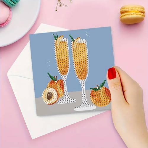 DDGYP 6 Pcs Cocktail Diamond Art Cards with Envelopes,Size 5.9×5.9inch