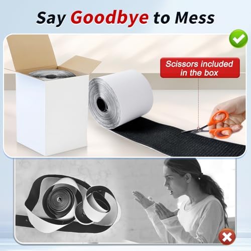 4 Inch x 20Feet Hook and Loop Strips with Adhesive,Keep Couch Cushions from Sliding, Picture Wall Hanging, No Punching Wall Mounting, Keep Your Carpet Rugs in Place