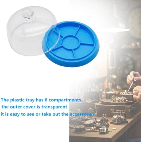 Watch Movement Dust Cover,Moistureproof Storage Box Holder Watch Parts Tray 6 Slots Anti dust Tray Guard Accessory for Crafts,Screw Component Hardware Parts,Jewelry and Fittings