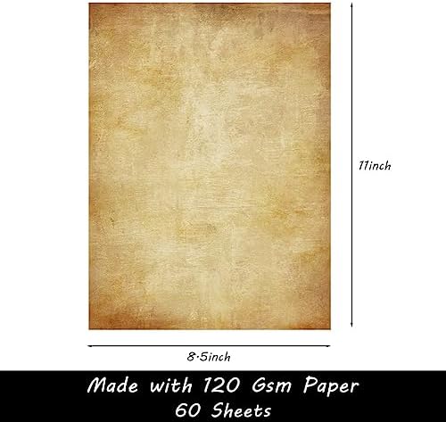Vintage Stationery Paper 60 Sheets, 8.5" x 11" Parchment Paper