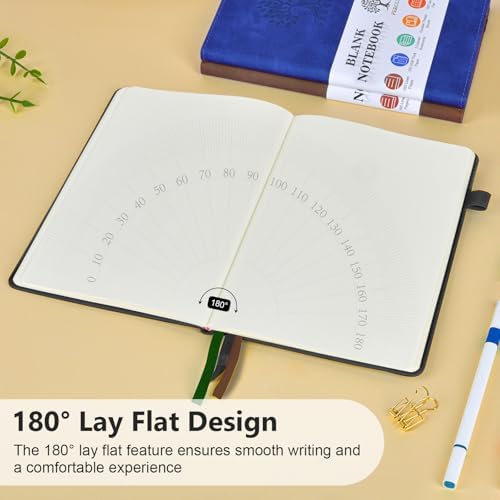 Blank Journal Notebook 5.9"×8.5", Leather Sketchbook,160 Pages Sketch book | A5 Sketchbook for Drawing, 100 Gsm Plain Paper, Writing Journal for Men Women, Hardcover Notebook for School Work Travel Art
