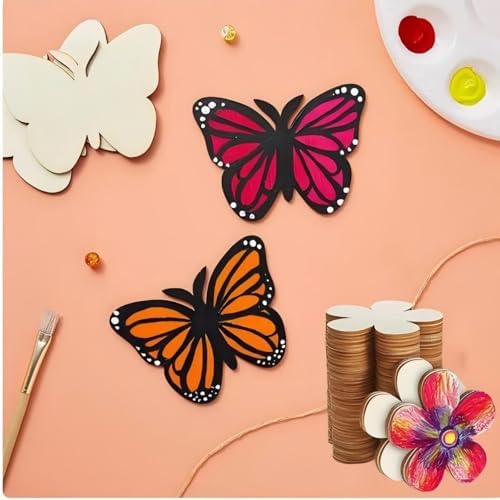 Wooden Butterfly Decorations, 10 pcs Blank WoodNot Yet Completed3.5 x 2.6 in Used for Painting and Decoration DIY Technology, Hanging skrnrhrery