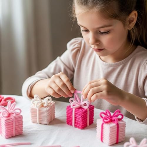 Caydo 200 Pieces Assorted Pink Pipe Cleaners for Crafts
