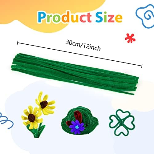 Caydo Dark Green Pipe Cleaners, 6mm x 12inch, 300 Pieces