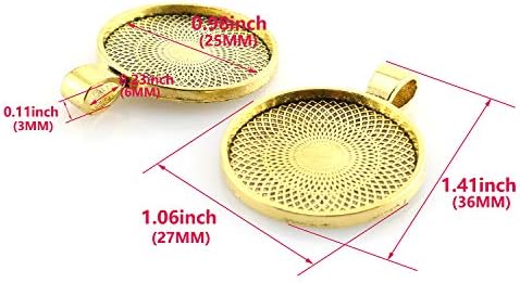 25pcs Round Bezel Pendant Trays Setting Cabochon Blank Base for DIY Crafting Photo Jewelry Findings Making Accessories 25mm