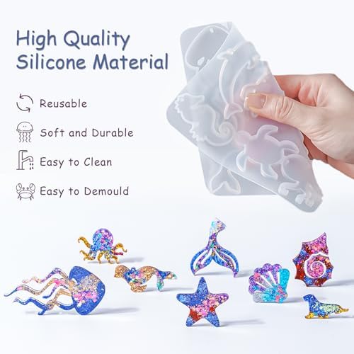 YODOYO Resin Earring Molds 3pcs Ocean Marine Life Jewelry Resin Molds