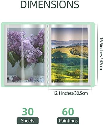 SXhyf A3 Diamond Painting Storage Book for 60 Diamond Painting Pics, Diamond Painting Accessories with 30 Pages Clear Sheet Protectors, Presentation Portfolio Folder for Artwork, 16.5x12.1in