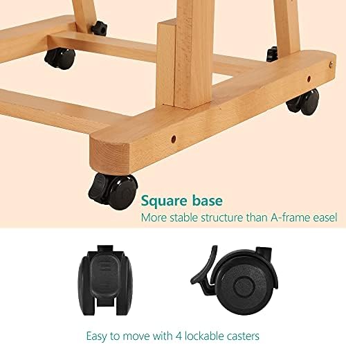 VISWIN Heavy-Duty H Frame Easel, Hold Canvas to 82", Tilts Flat, Adjustable Beech Wood Large Easel for Painting with Storage & 4 Wheels, Professional Floor Art Easel Stand for Adults, Artists