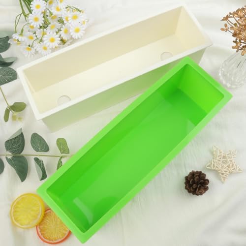 Set of 6, 42 oz Green Soap mollds, Soap Loaf Box Kit, Soap Bar Box for DIY Supplies for Soap Making(6 Plastic Boxes & 6 Silicone Boxes and 6 Lids)