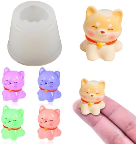 Cute Mini Dog Shape Resin Silicone Molds Micro Dollhouse Animal Epoxy Casting Molds for DIY Resin Fairy Garden Miniatures Landscape Tiny Things Crafts Decor(Style 4)