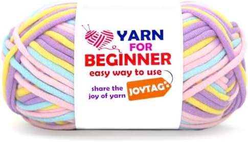 50g Rainbow Beginner Crochet Yarn for Crocheting and Knitting Multicolor Cotton Crochet Yarn for Beginners with Easy-to-See Stitches Easy Yarn for Beginners(Yellow Pink Purple Blue 02)