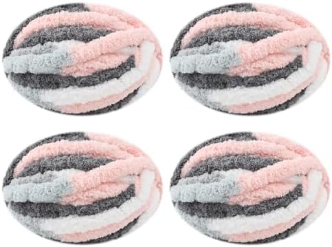 Chunky Yarn for Hand Knitting, No7 Thick Yarn, 250Grams 32Yards, Pack of 4, Perfect for Knitters and Crafters (Kitten)