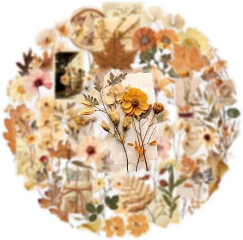 Vintage Aesthetic Scrapbook Stickers Flora Flowers Stickers Brown