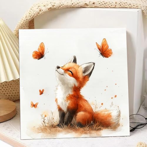 hkejoi Fox Paint by Numbers Kit for Kids, Kids Paint by Number Kits Age 8-12 Framed and Easel, Painting by Numbers, Easy DIY Crafts for Gift Home Wall Decor 8x8 in