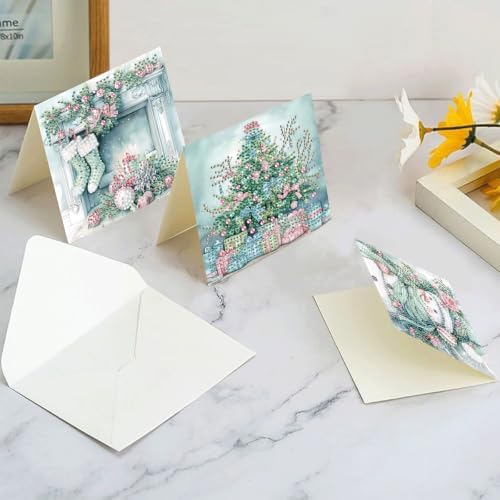 LSQFS DDGYP 6Pcs Christmas Diamond Painting Paper Cards Kit with Envelopes