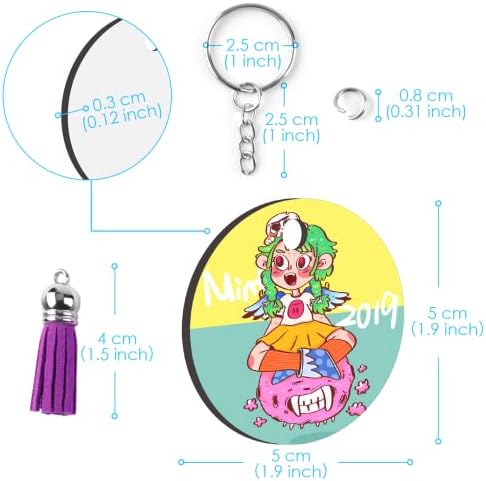 HTVRONT Sublimation Keychain Blanks - 120Pcs Round MDF Keychains with Tassels - Heat Transfer Keychains - Adult Unisex Gift