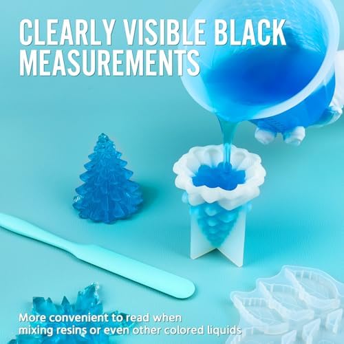 Silicone Resin Mixing 1L Measuring Cup Set for Resin Supplies, Easy-to-Read Marks, 1000ml/32oz Large Cup, Thickened Reusable Silicone Cups for Epoxy Mixing, Jewelry Making