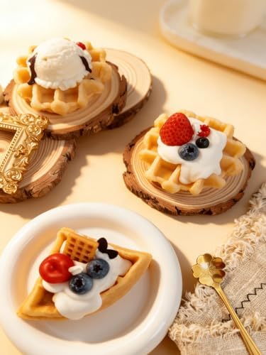 2PCS Waffle Silicone Mold, Waffles Bread Shape Candle Soap Mold for Chocolate, Fondant, Resin| 3.46IN Big Waffle Casting Molds for Baby Shower Birthday Party DIY Crafts‌ Gifts(Waffles)