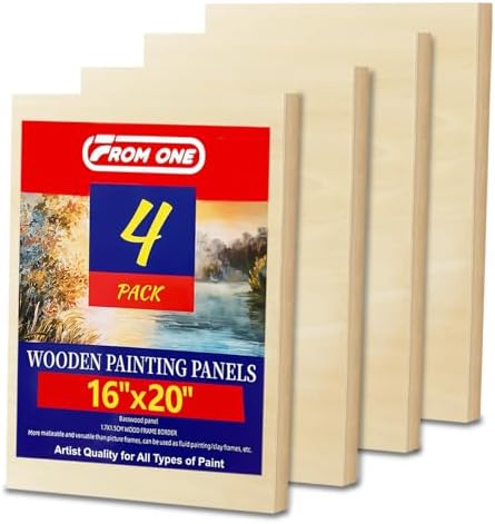 4 Pack 16x20 Basswood Paint Pouring Panels Pre-Sanded Acrylic Oil Resin | Sturdy pre-sanded wooden panels for acrylic pouring, oil & resin art, for pro artists & exhibitions