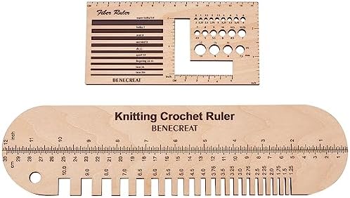 BENECREAT 2Pcs Wooden Sock Knitting Needle Gauge, Oval Rectangle Yarn Wrap Guide Board Wood Spinning Control Card Knitting Tool for Spinners Yarn Measuring Tools Crochet Accessories