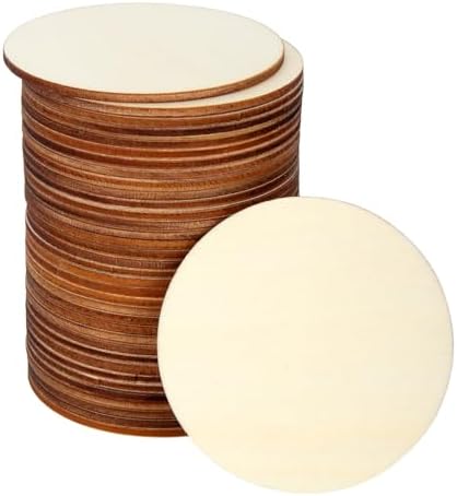 Blisstime Unfinished Wood Circles for Crafts, Wood Rounds for Crafts, Round Discs for Painting, Writing, DIY Supplies, Engraving and Carving, Home Decorations (3" 36 Pcs)