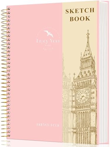 Hardcover Sketchbook for Drawing Spiral Sketch Book for Adult Kids 8.5 x 11 | 120 Sheets, 100gsm 68lb, Pink Large Spiral Bound Sketch Pad Premium Drawing Paper Book Artist's Sketchbook for Gift Ideas