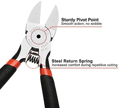 BOENFU 6 Inches Wire Cutters Heavy Duty Snips Flush Cut Side Cutters Pliers | Metal Cutting Tool for Crafting, Jewelry Making, Zip Ties, Floral, Artificial Flowers, Chicken Wire, Electrical, 1 Pack