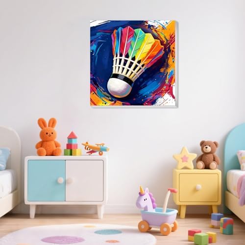XTCIXAL Paint by Numbers Kit for Kids, Badminton, 8X8 inch