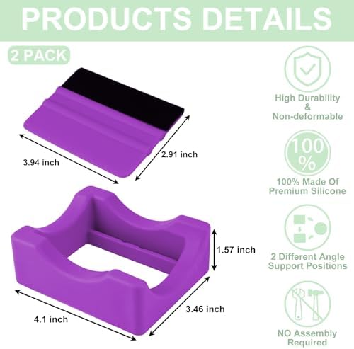 Silicone Cup Cradle for Tumblers,Tumbler Holder for Crafts with Built-in Slot and Felt Edge Squeegee,Small Cup Cradle Use to Apply Vinyl Decals,Anti-Skidding Tumbler Stand Cup Holder(Purple)