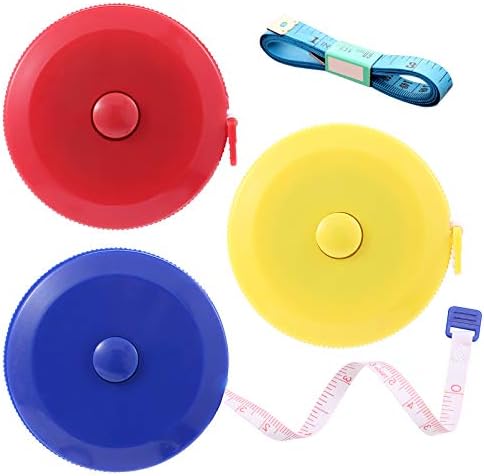 Tape Measures Retractable, Fabric Measuring Tape, 60 Inch Small Sewing Tape Measure for Craft Nursing Medical Travel(3 Pack/Blue Yellow Red)