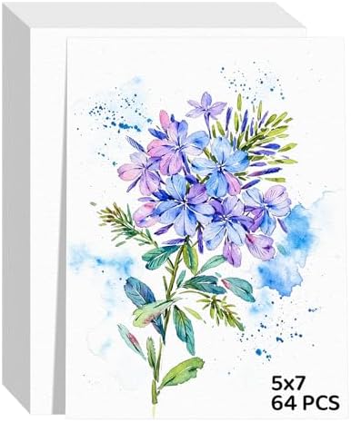 64 Sheets Watercolor Paper 5x7, 140lb/300gsm Cold Press Watercolor Paper