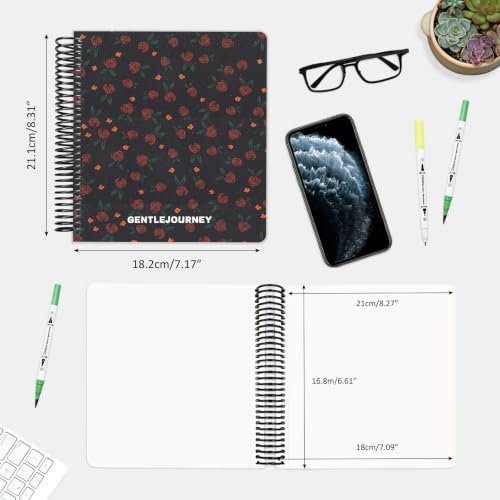 Hardcover Sketchbook,7.2"x8.3"Spiral Bound Drawing Pad,Midnight Roses