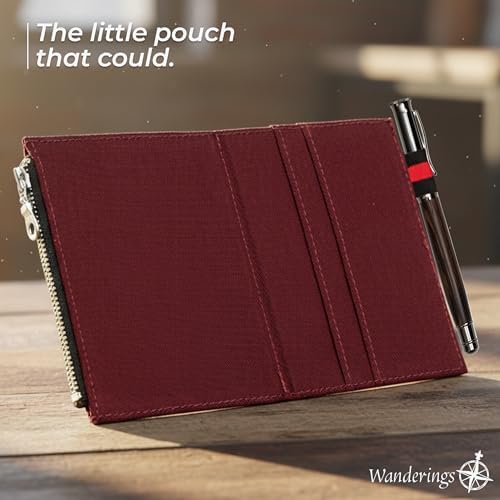 Wanderings Zipper Case Card Sleeve Holder Travelers Journal Accessory for Refillable Travel Journals - Pocket/Passport Size - 3.5" x 5" - Durable 100% Cotton Fabric Planner Accessories