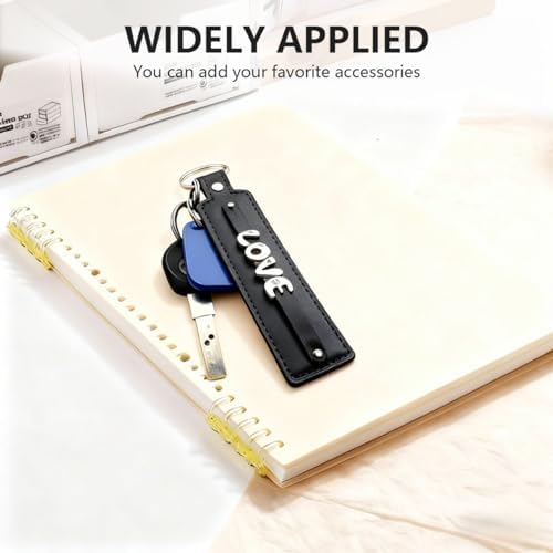 VASANA 5Pcs PU Leather Blank Keychain with 8mm Belts Multi-Colors Blanks Engraving Key Chains Key Fob Kit for DIY Craft Leathers Working (Random Color)