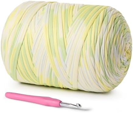 800g T-Shirt Crochet Yarn for Crocheting Crafts/Bags/Basket/Coaster,Hand Knitting Tshirt Yarn for Crochet,228yds T Shirt Yarns with High Elastic Thick Yarns Polyester Fabric（Bergamot）