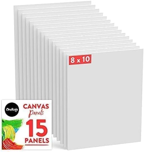 Chalkola 8x10 Canvas for Painting - 15 Small Blank Canvases for Painting | 100% Cotton, Primed, Acid-Free Panels - Flat 8 x 10 Canvas Board, Art Paint Supplies for Acrylic, Oil, Watercolor Painting