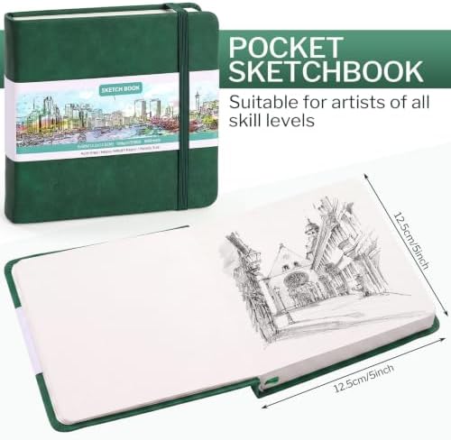 Sketch Book 5 x 5Inch, 80 Sheets Small Sketchbook, Christmas Green