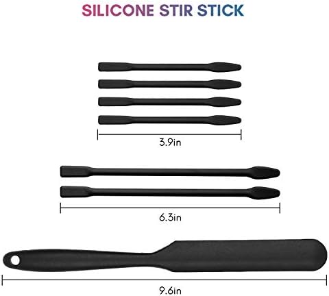Gartful Black Silicone Stir Sticks Kit for Epoxy, 1pcs Silicone Spatula for Resin, 2pcs Large Silicone Stir Sticks, 4pcs Small Silicone Sticks, DIY Craft Tool for Mixing Resin, Paint, Liquid, Set of 7