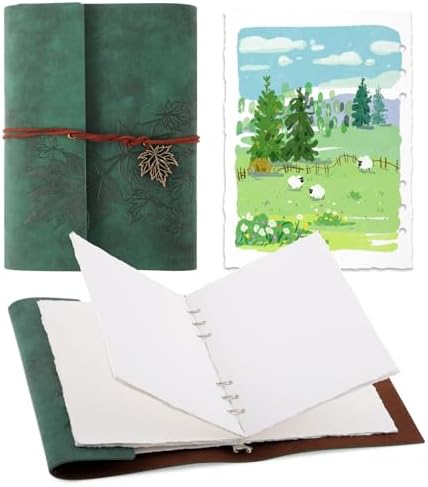 Watercolor Journal, 24 Sheets Cold Press Paper, 5.5 x 8.1 in, Green