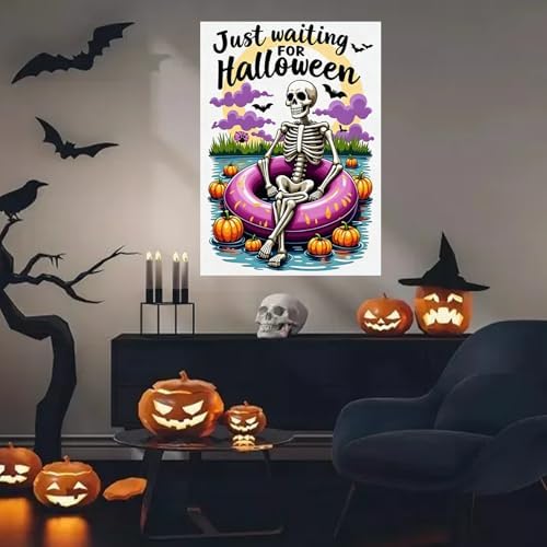 VeGuude Skull Diamond Painting Kits for Adults, Halloween Diamond Painting Kits for Beginner Skull Round 5D Full Drill Diamond Dots Crafts for Home Wall Decor Gifts 12x16 Inch