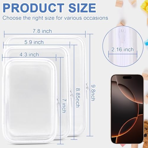 YOPCDJ 3 Pack Clear Hard Shell Zipper Case, Clear Zipper Pouches Waterproof Makeup Organizer & Travel Toiletry Bag, Diaper Bag Organizing Pouches, Plastic Pouch for Office Home Storage, LMS