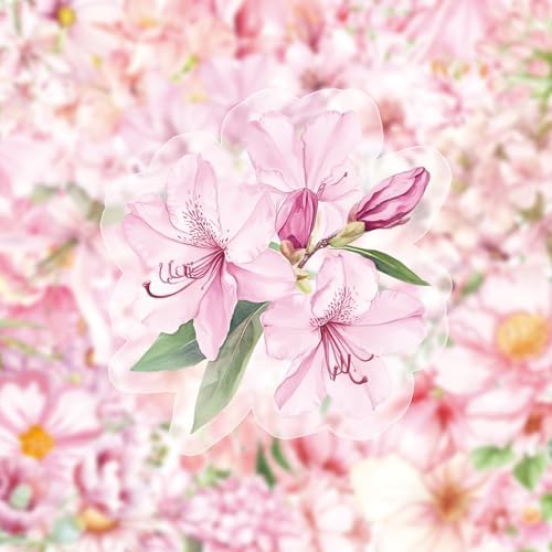 50Pcs Pink Floral Watercolor Stickers Set